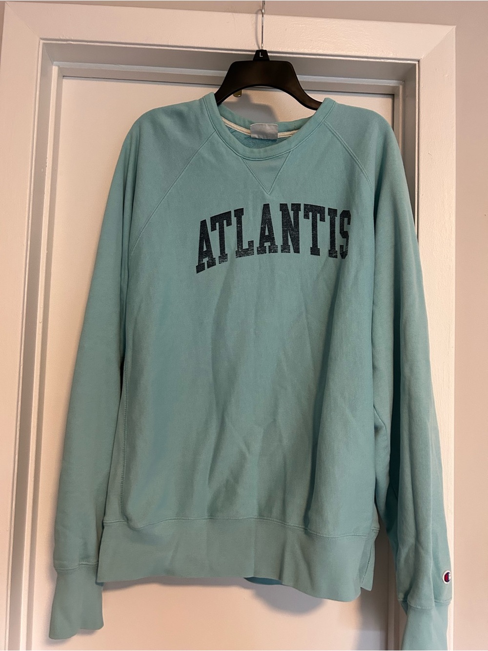 Champion Light Teal 'ATLANTIS' Crewneck Sweatshirt (Size L)